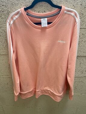 adidas Women's Crewneck Sweatshirt in Peach with White Stripes